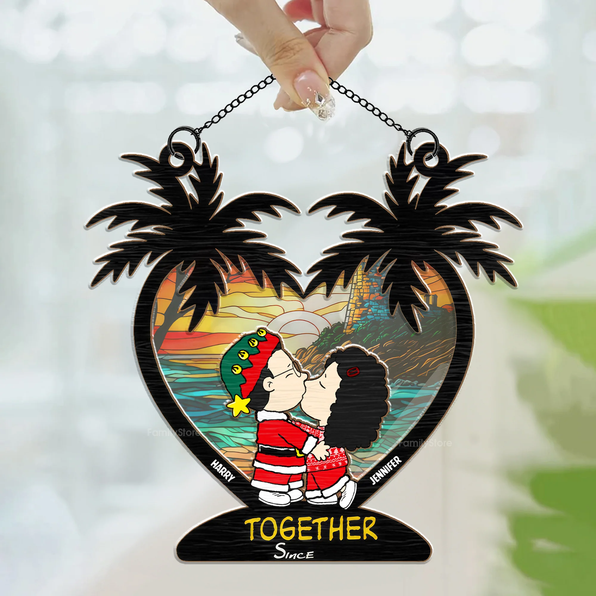 Together Since Peanut - Personalized Window Hanging Window Hanging Suncatcher Ornament - Gift For Couple, Husband Wife - CL45 NH96 - Image 3
