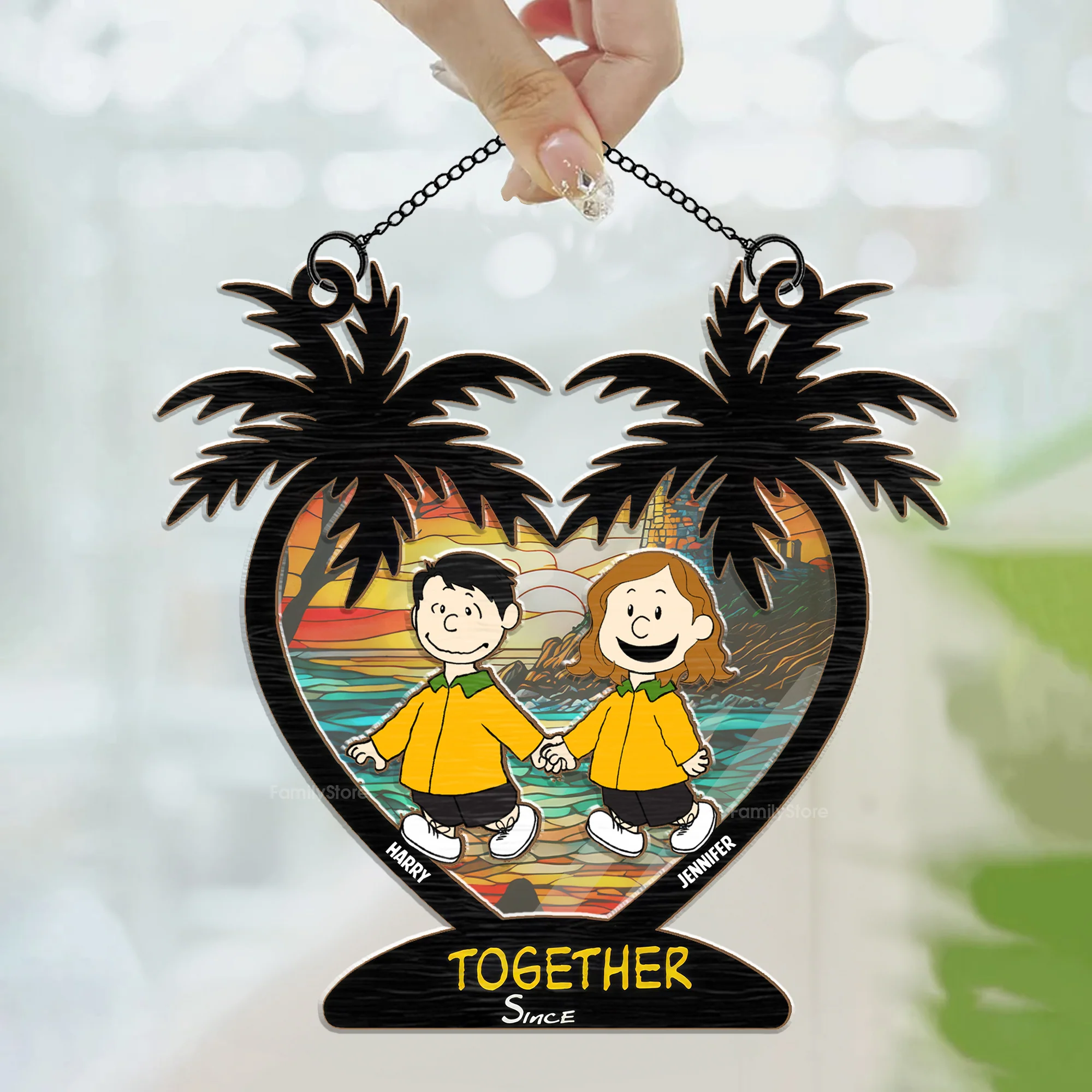 Together Since Peanut - Personalized Window Hanging Window Hanging Suncatcher Ornament - Gift For Couple, Husband Wife - CL48 NH96 - Image 3