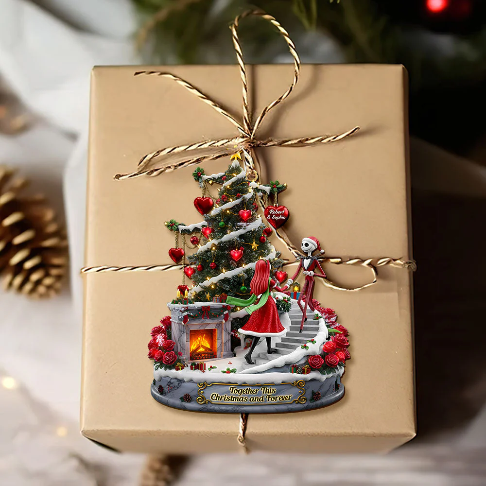 Together This Christmas And Forever - Personalized Acrylic Ornament - Christmas Gift For Spooky Couple | HH01 - Image 3