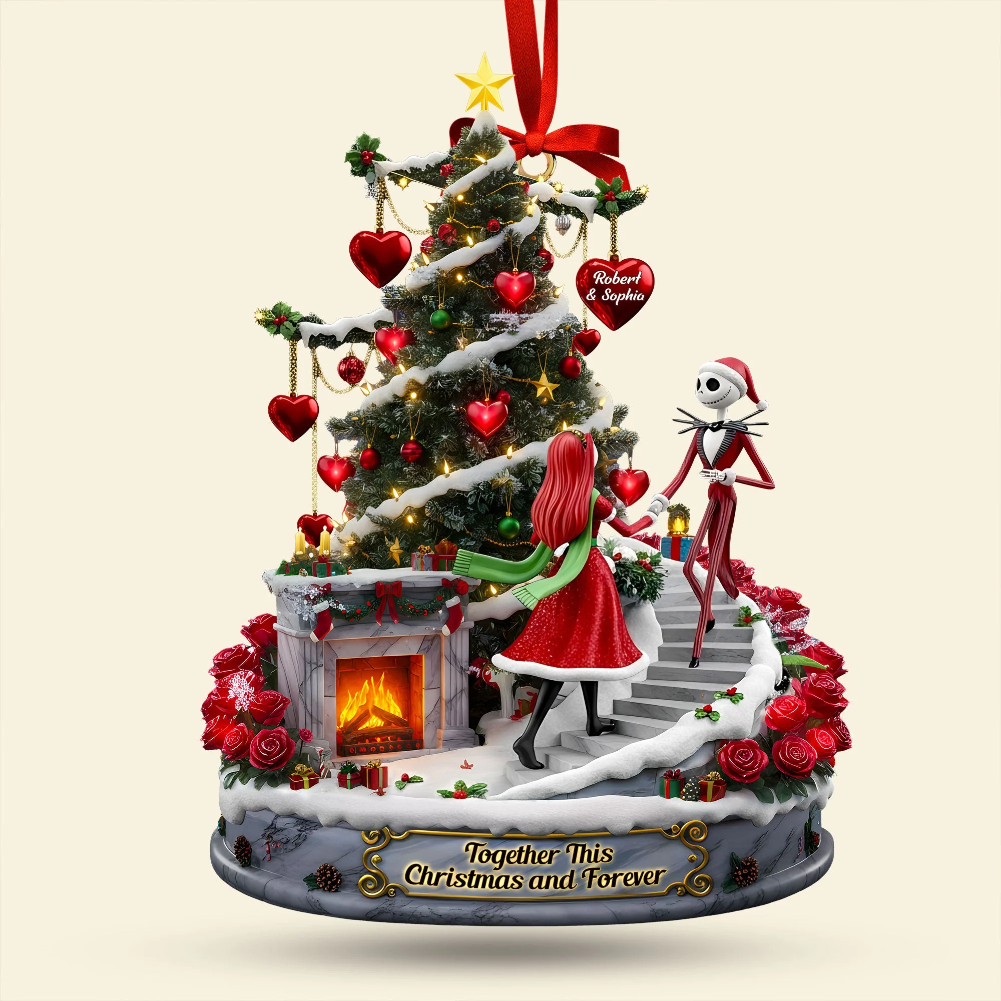 Together This Christmas And Forever - Personalized Acrylic Ornament - Christmas Gift For Spooky Couple | HH01 - Image 4