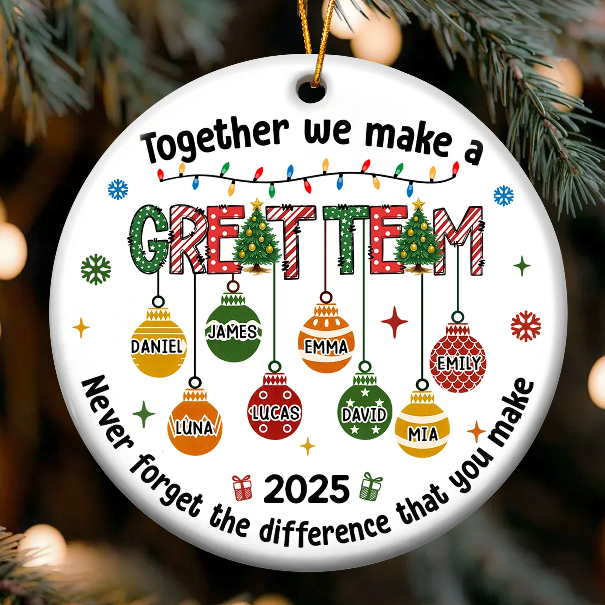 Together We Make A Great Team - Personalized Ceramic Ornament - Christmas Gift For Friends, Teammates NL122
