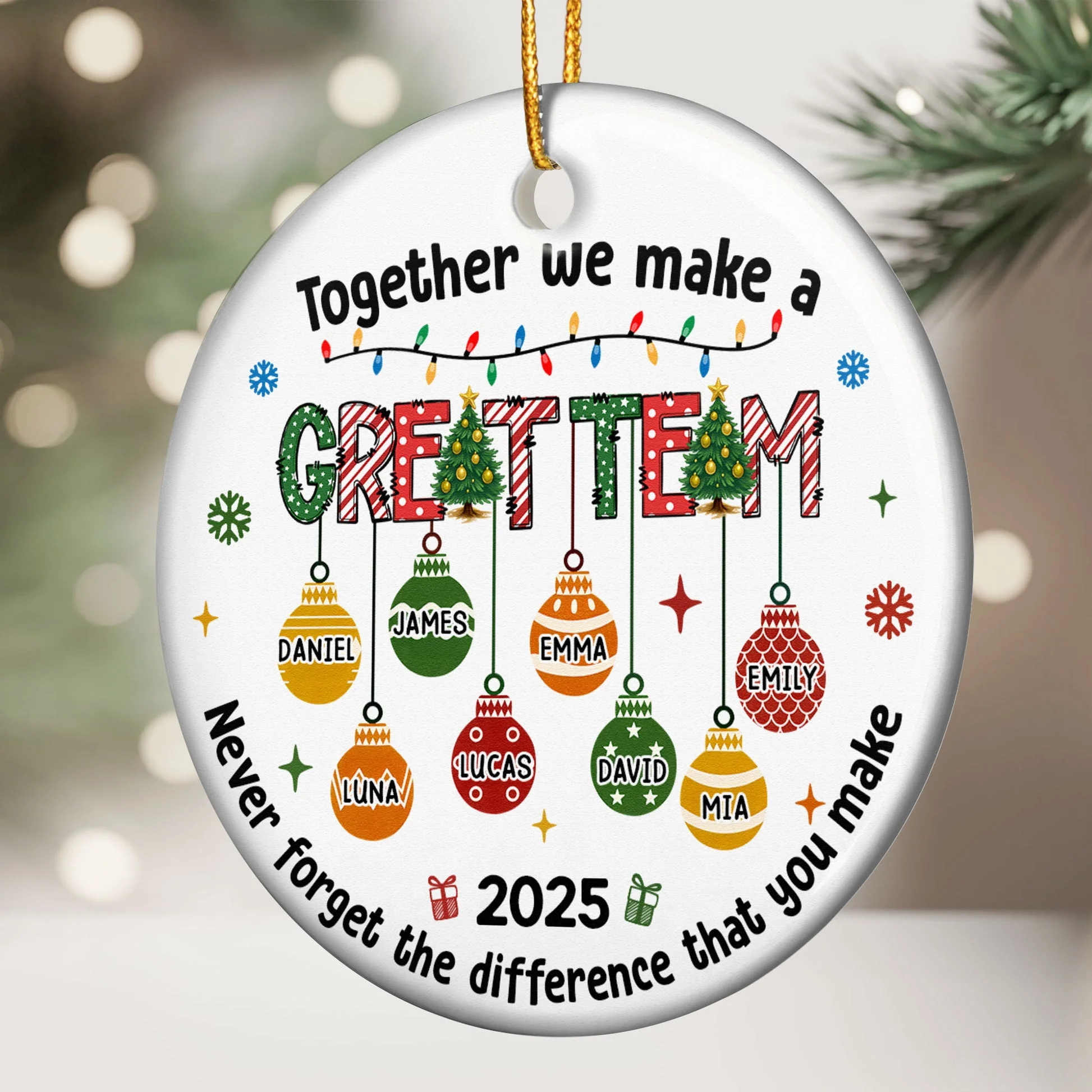 Together We Make A Great Team - Personalized Ceramic Ornament - Christmas Gift For Friends, Teammates NL122 - Image 2