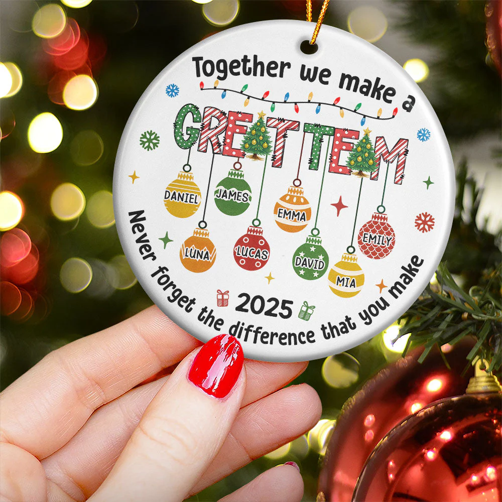 Together We Make A Great Team - Personalized Ceramic Ornament - Christmas Gift For Friends, Teammates NL122 - Image 3