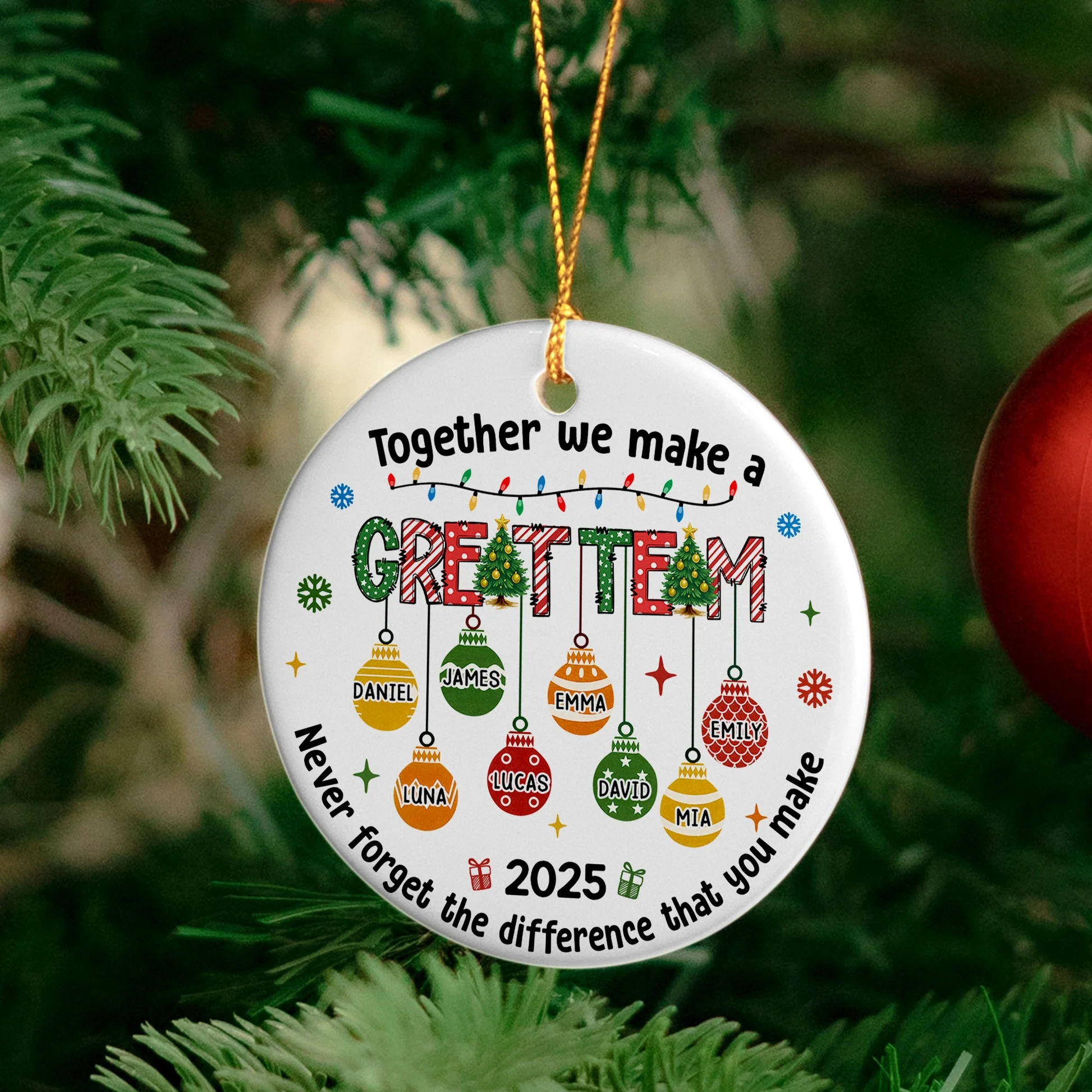 Together We Make A Great Team - Personalized Ceramic Ornament - Christmas Gift For Friends, Teammates NL122 - Image 4