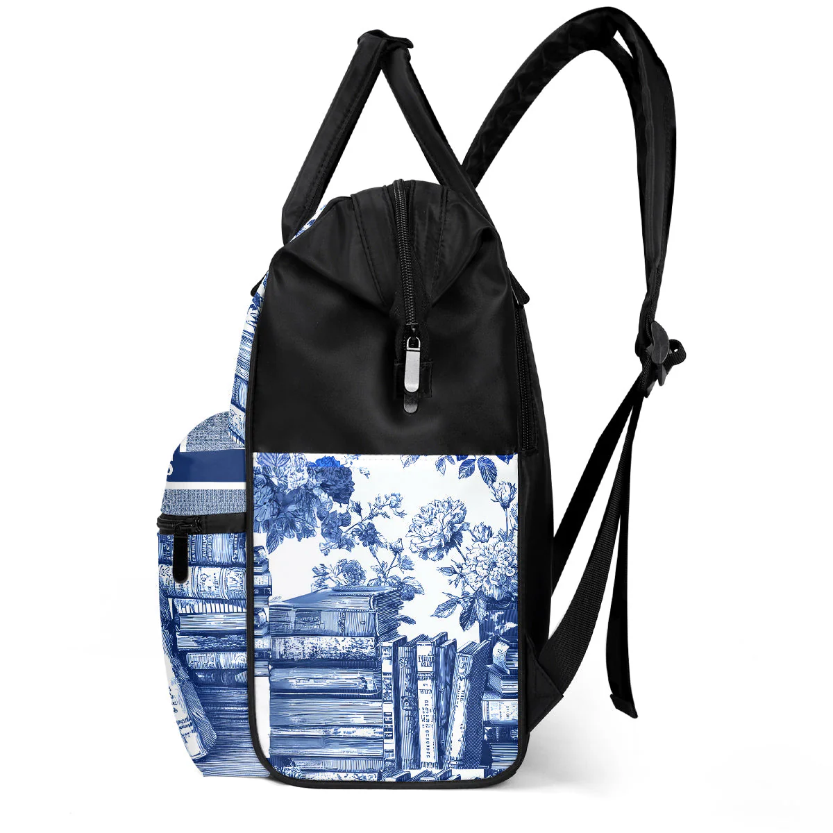 Toile De Jouy Book & Flowers - Personalized Duckbilled Backpack - Gift For Book Lovers, Readers, Women HN02 - Image 4