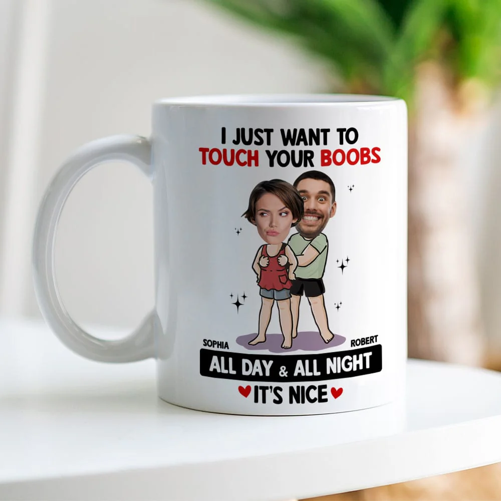 Touch Your Boobs - Personalized Ceramic Mug - Gift For Couple, Husband Wife, Anniversary Gift NA94 - Image 2