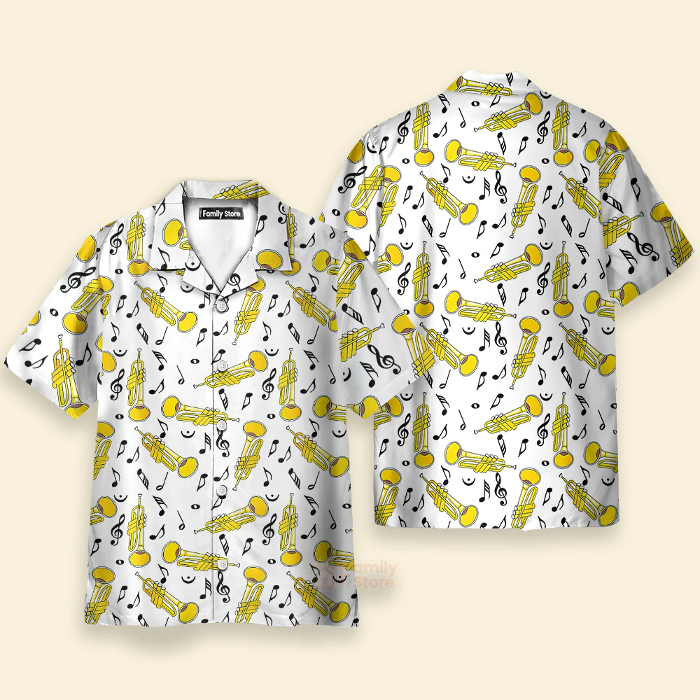 Trumpet Seamless Pattern Shirt For Men Hawaiian Shirt - Image 2