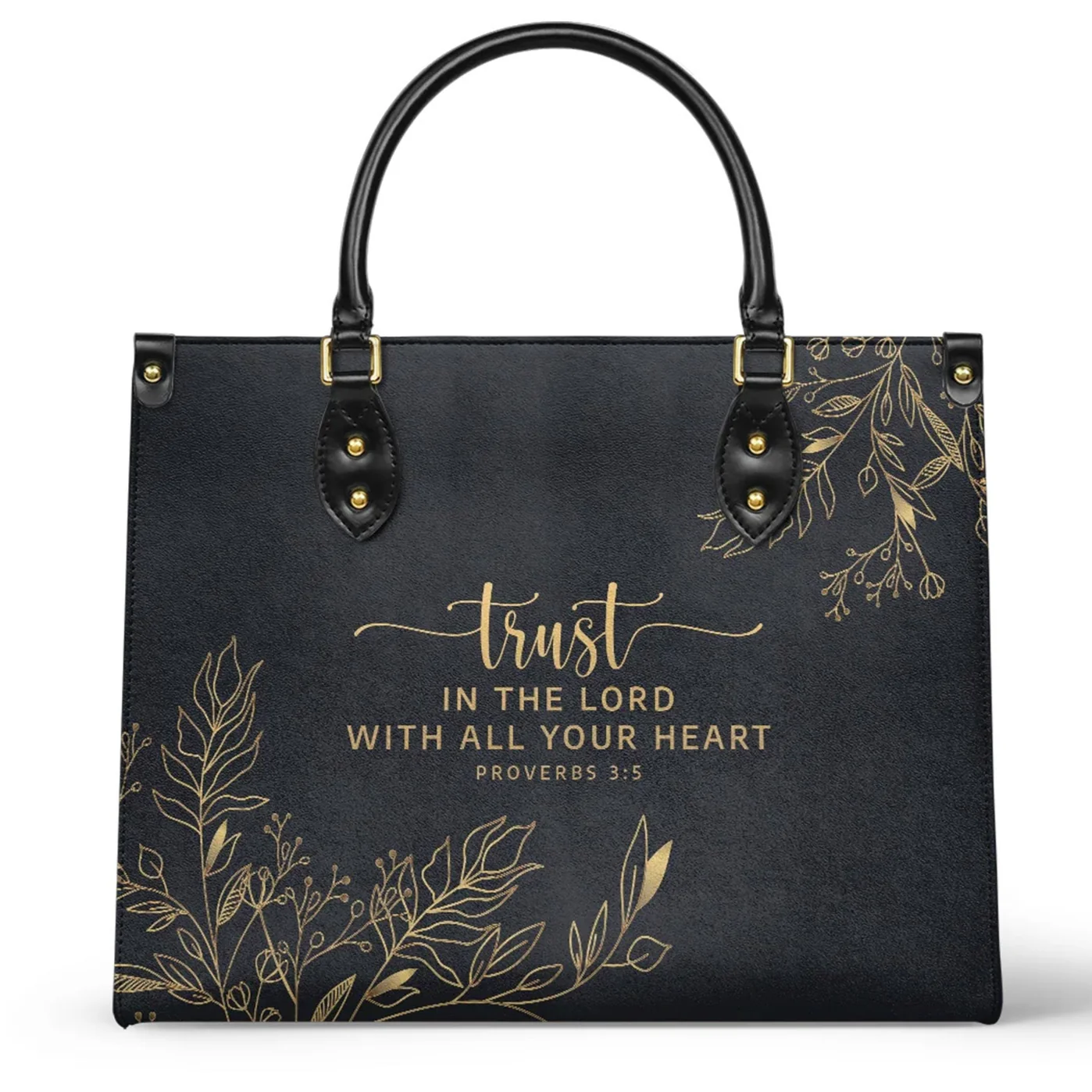 Trust in the Lord Proverbs 3:5 Black Leather Purse - Christian Leather Handbag
