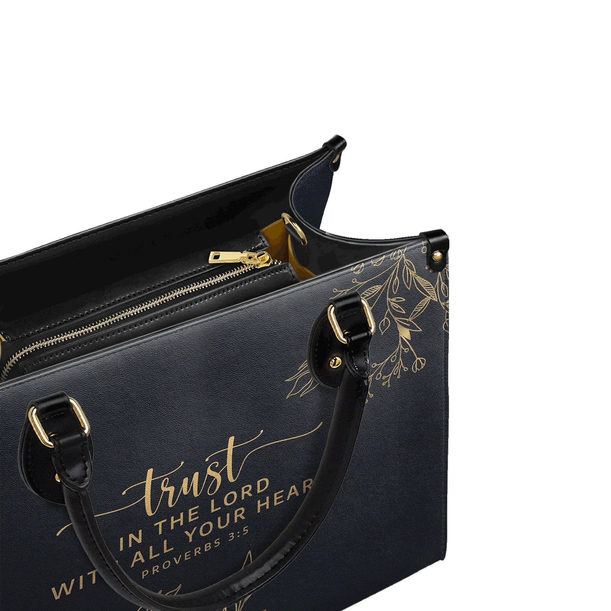 Trust in the Lord Proverbs 3:5 Black Leather Purse - Christian Leather Handbag - Image 3