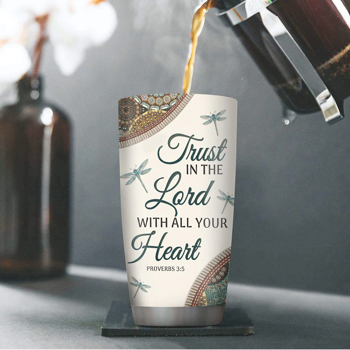 Trust In the Lord With All Your Heart - Personalized Stainless Steel Tumbler HL128 - Image 4