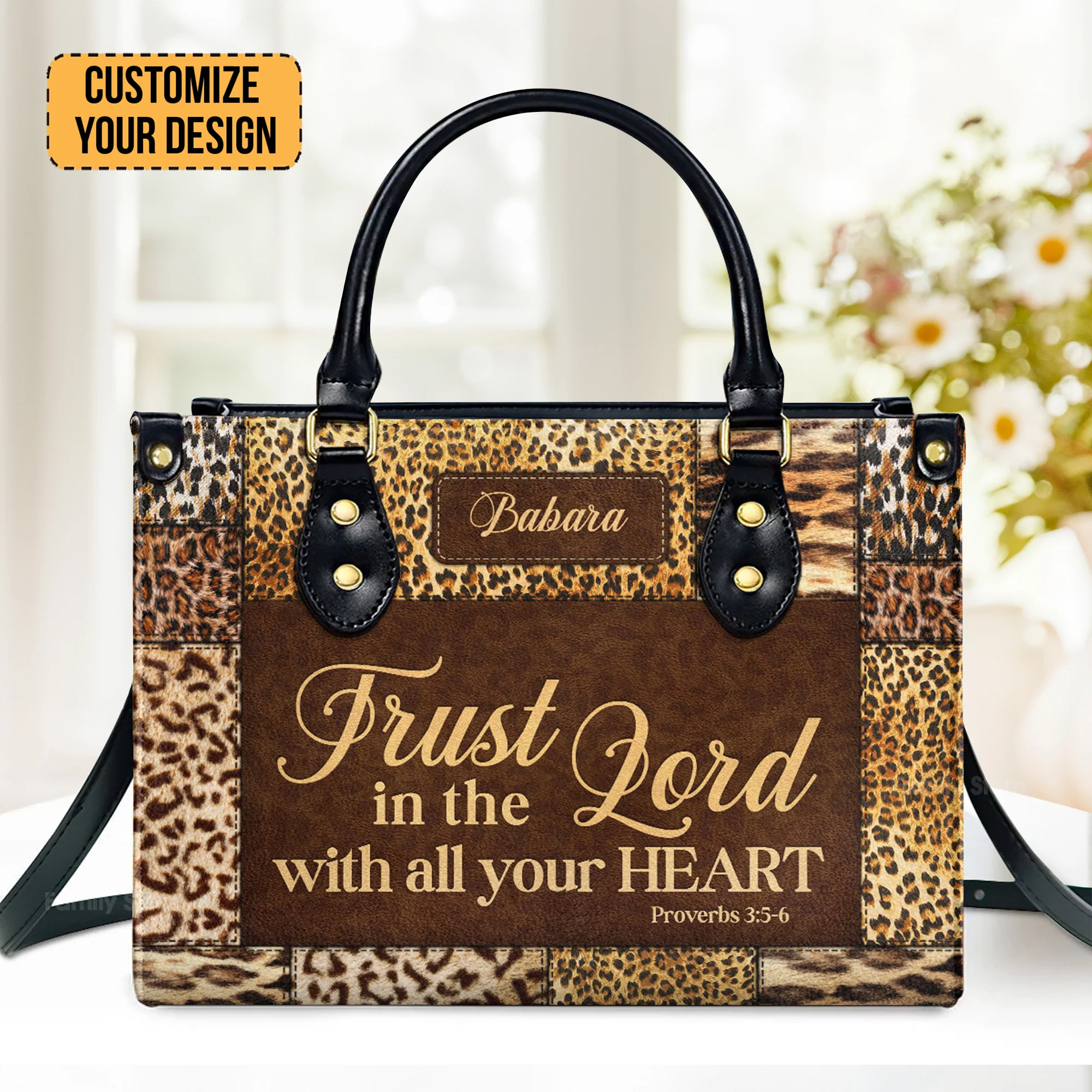 Trust In The Lord With All Your Heart Proverbs 35-6 Psalm 3124 - Scripture Gifts For Women Of God - Personalized Leather Handbag With Handle - AT4081316 - Image 2