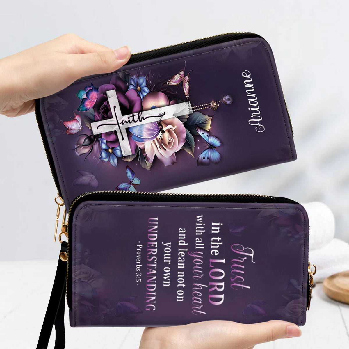 Trust In The Lord With All Your Heart - Thoughtful Gift For Christians - Personalized Leather Long Wallet - AT4080724 - Image 2