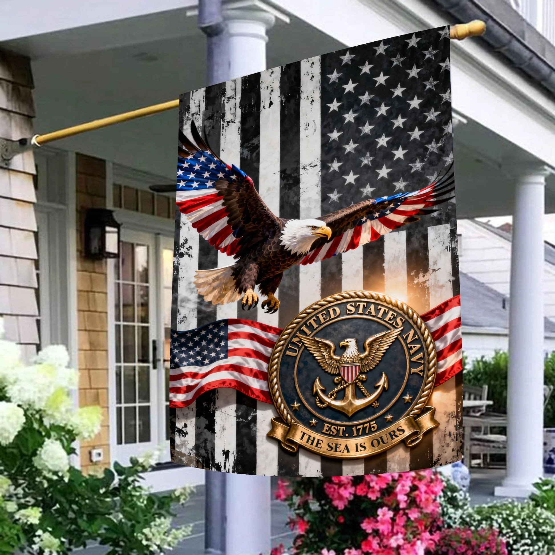 U.S. Navy Est 1775 The Sea Is Ours Flag - Gift For Veteran, Patriotic | HN02