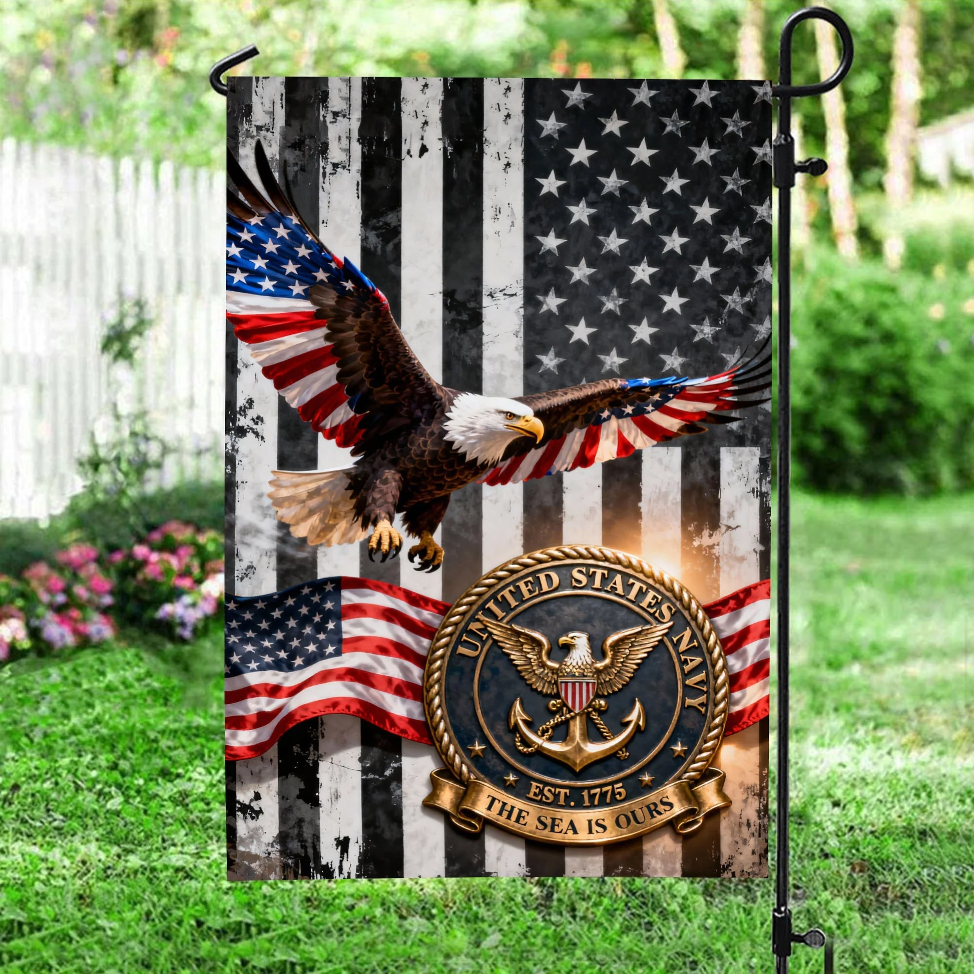 U.S. Navy Est 1775 The Sea Is Ours Flag - Gift For Veteran, Patriotic | HN02 - Image 2