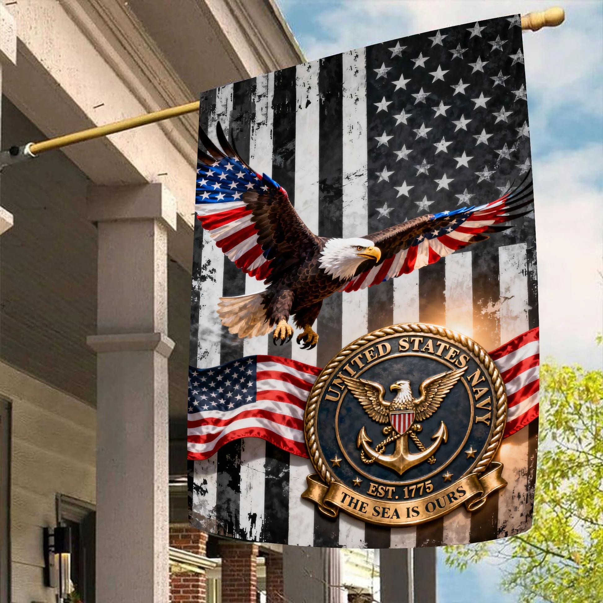 U.S. Navy Est 1775 The Sea Is Ours Flag - Gift For Veteran, Patriotic | HN02 - Image 3