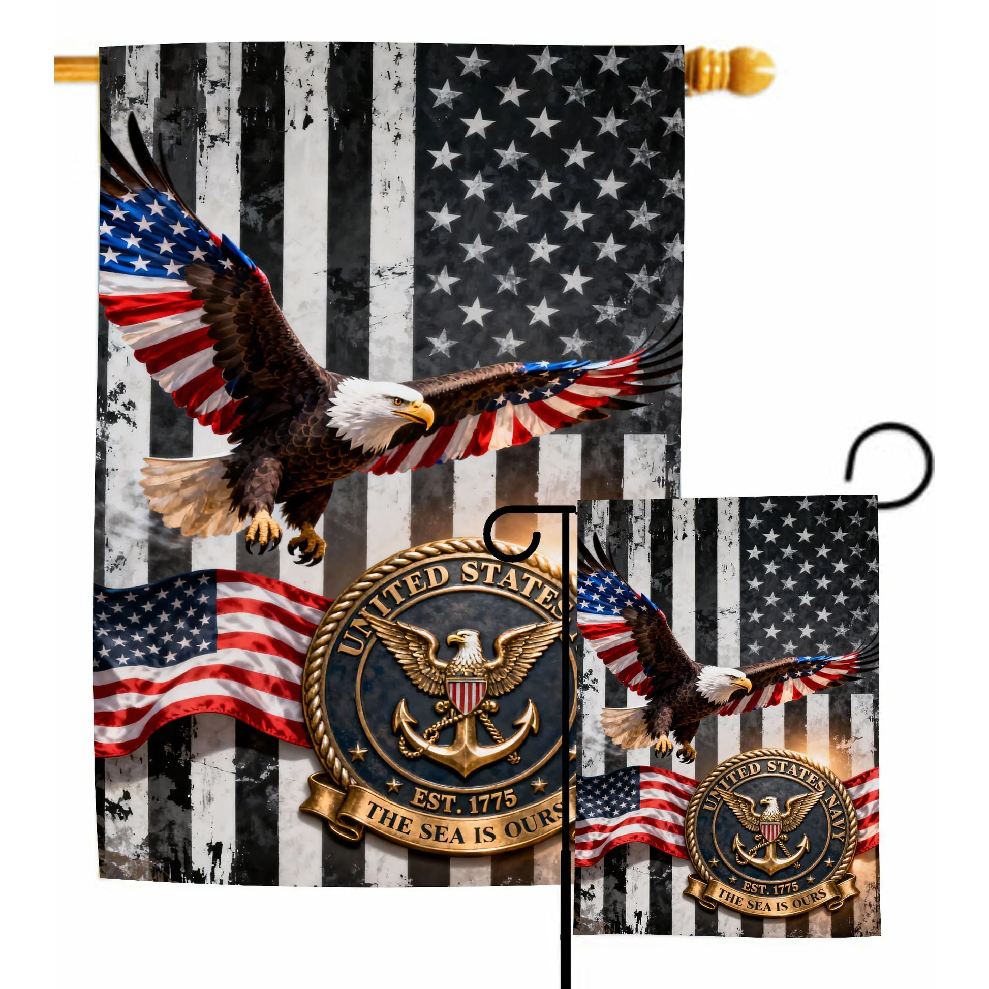 U.S. Navy Est 1775 The Sea Is Ours Flag - Gift For Veteran, Patriotic | HN02 - Image 5