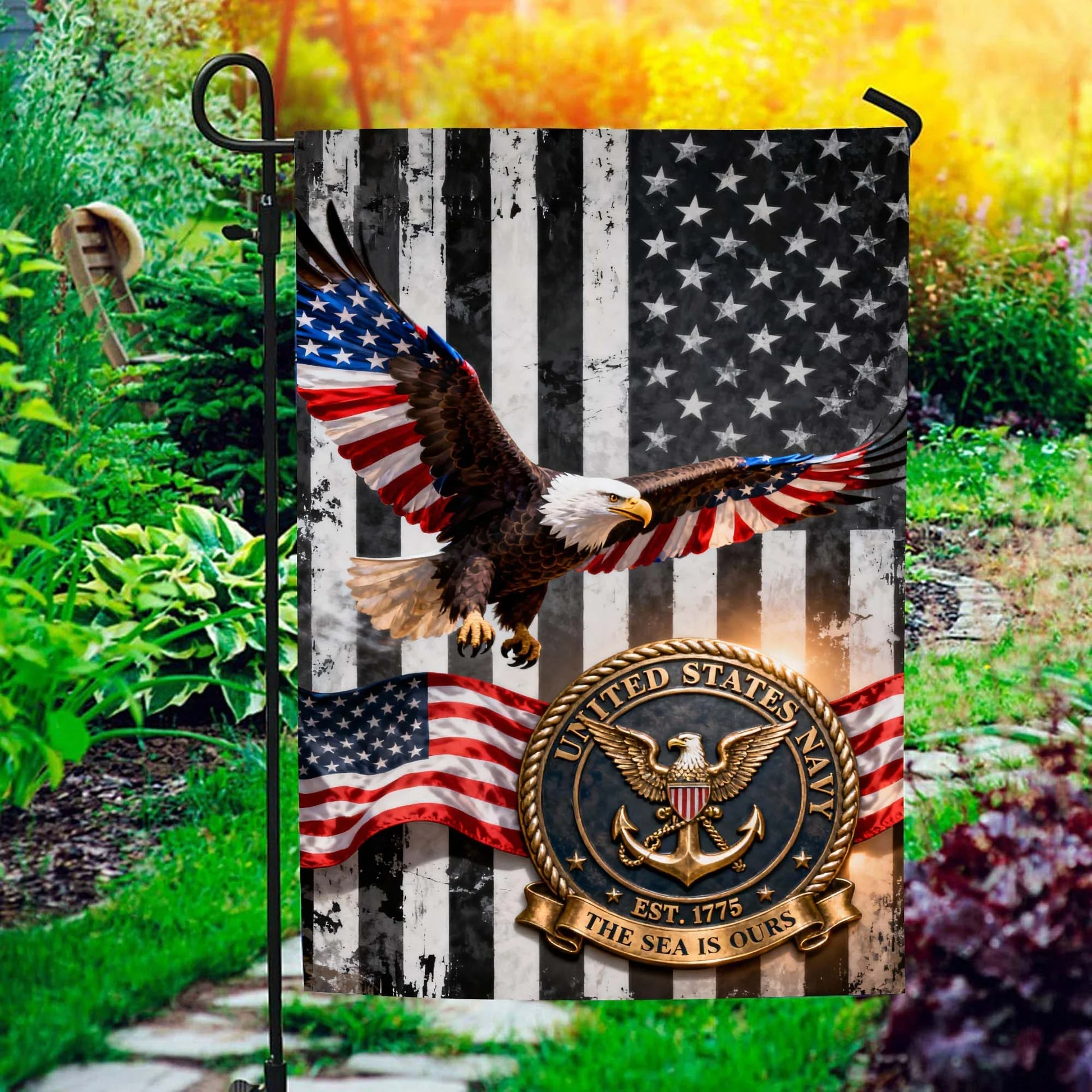 U.S. Navy Est 1775 The Sea Is Ours Flag - Gift For Veteran, Patriotic | HN02 - Image 6
