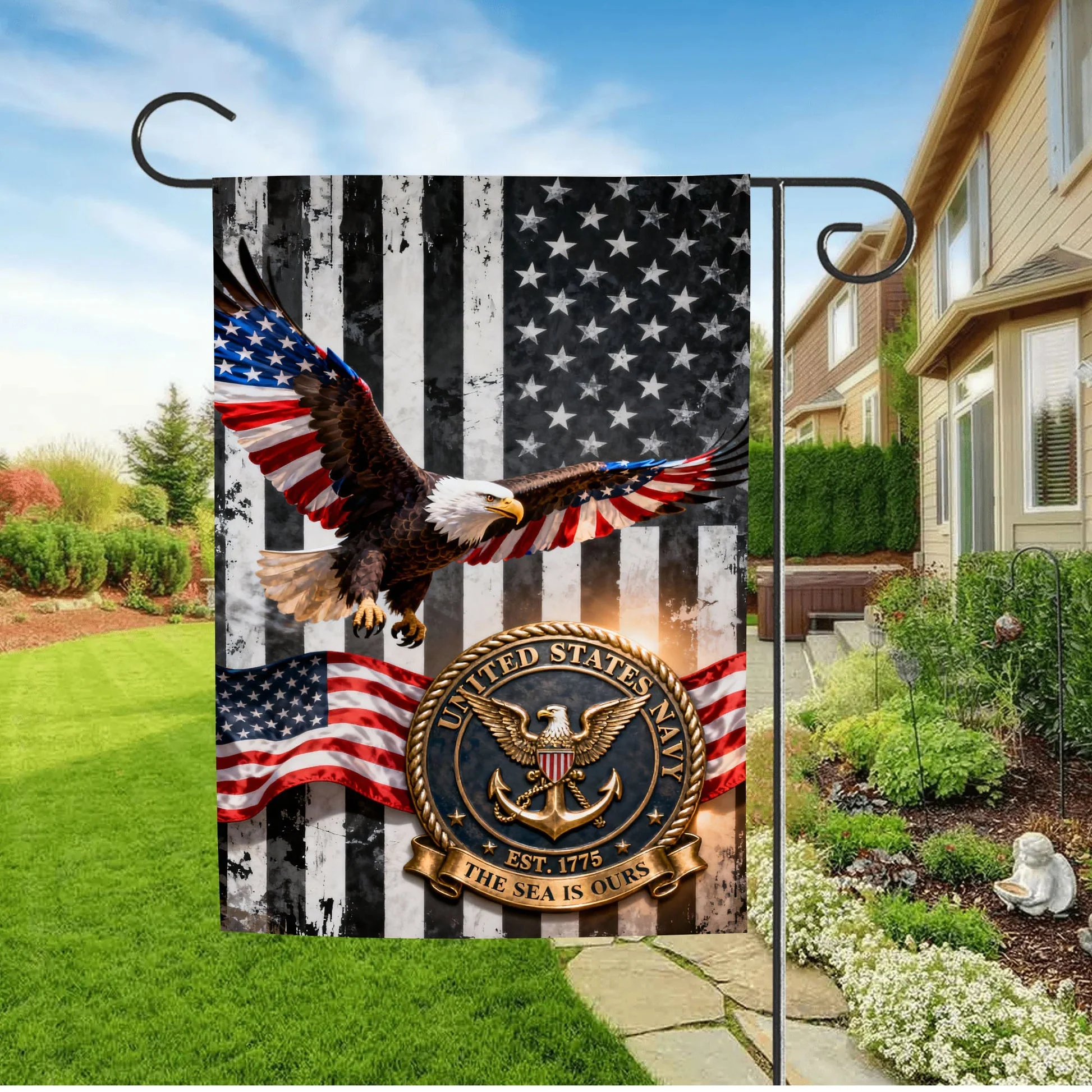 U.S. Navy Est 1775 The Sea Is Ours Flag - Gift For Veteran, Patriotic | HN02 - Image 7