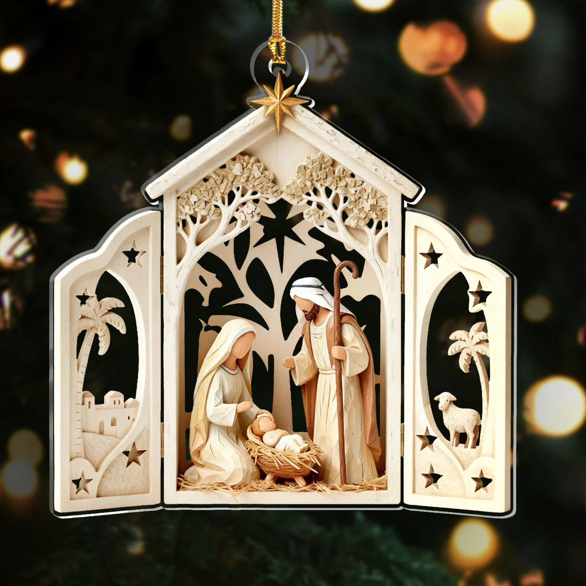 Under The Star Of Bethlehem Love Was Born - 1-Layer Acrylic Ornament HL128