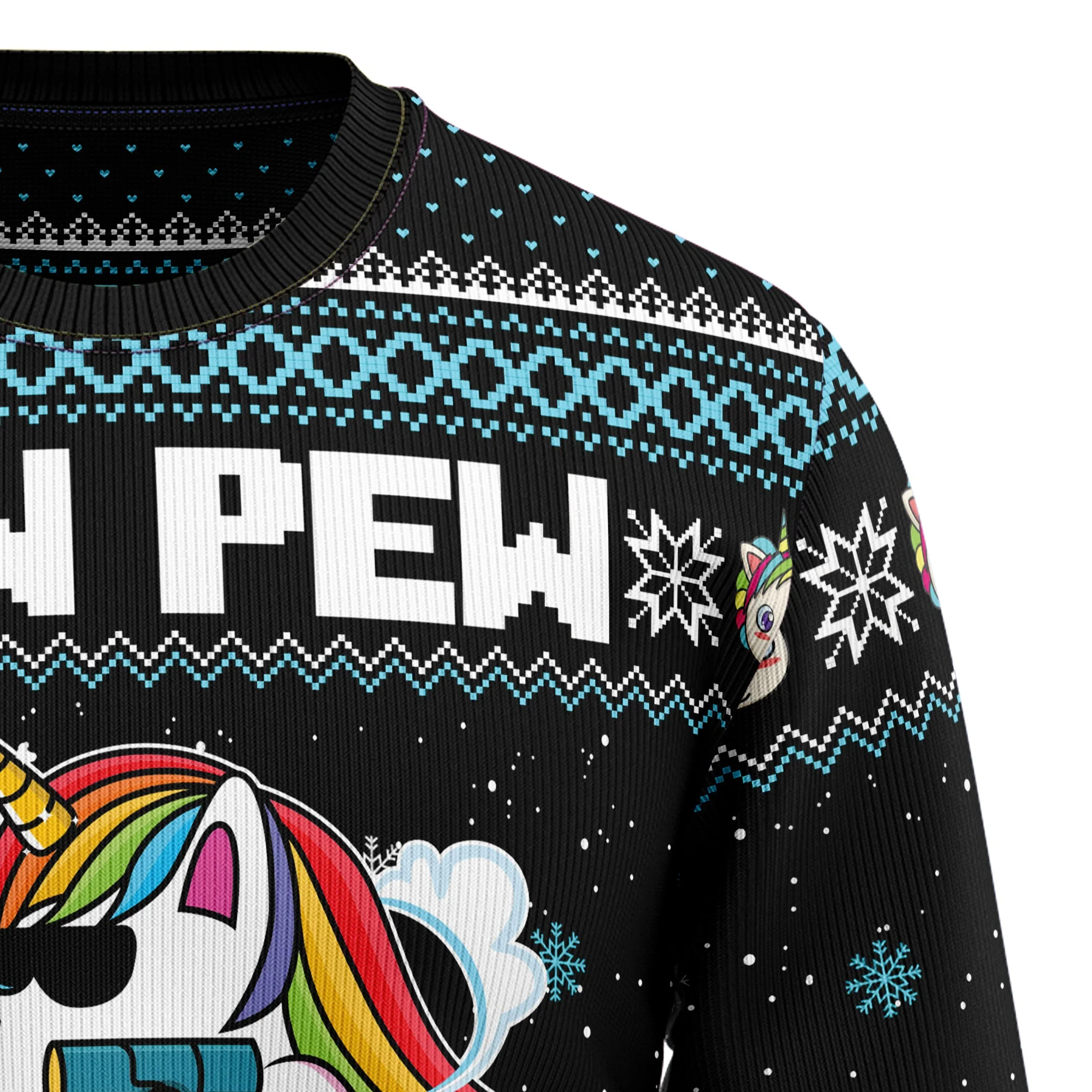 Unicorn Pew Pew Ugly Christmas Sweater For Men And Women - Image 4