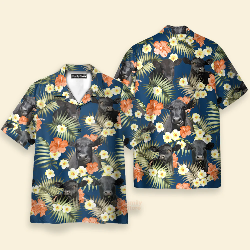 Unique Black Angus Hawaiian Shirts - Image 2