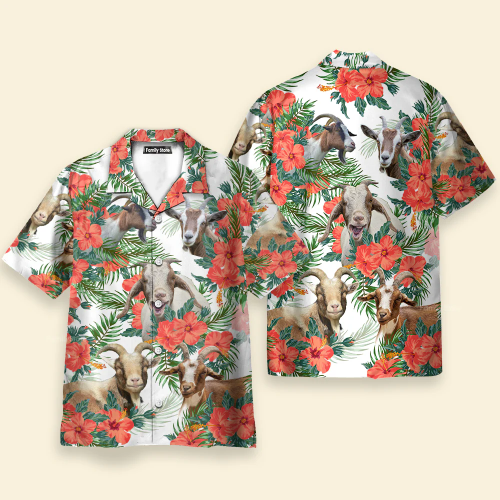 Unique Goat Hawaiian Flowers Hawaiian Shirt - Image 2