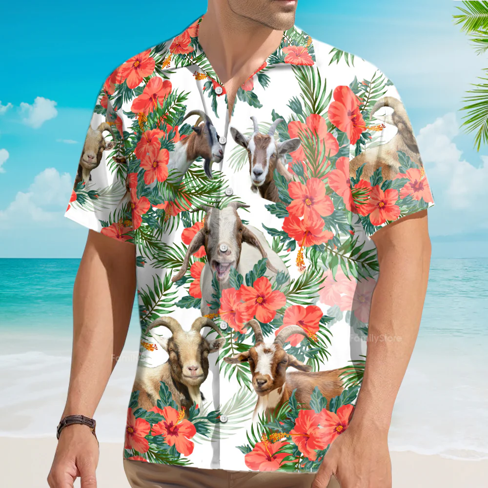 Unique Goat Hawaiian Flowers Hawaiian Shirt - Image 4