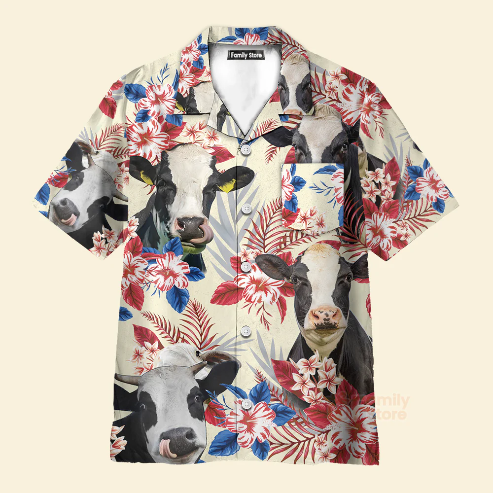 Unique Holstein Friesian Cattle American Flag Hawaiian Shirt - Image 2