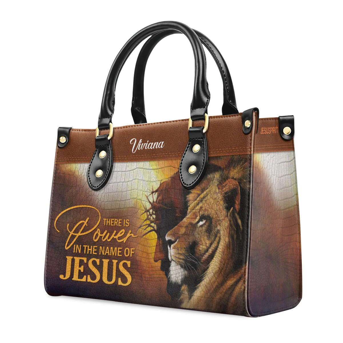 Unique Personalized Leather Handbag - There Is Power In The Name Of Jesus - Image 3