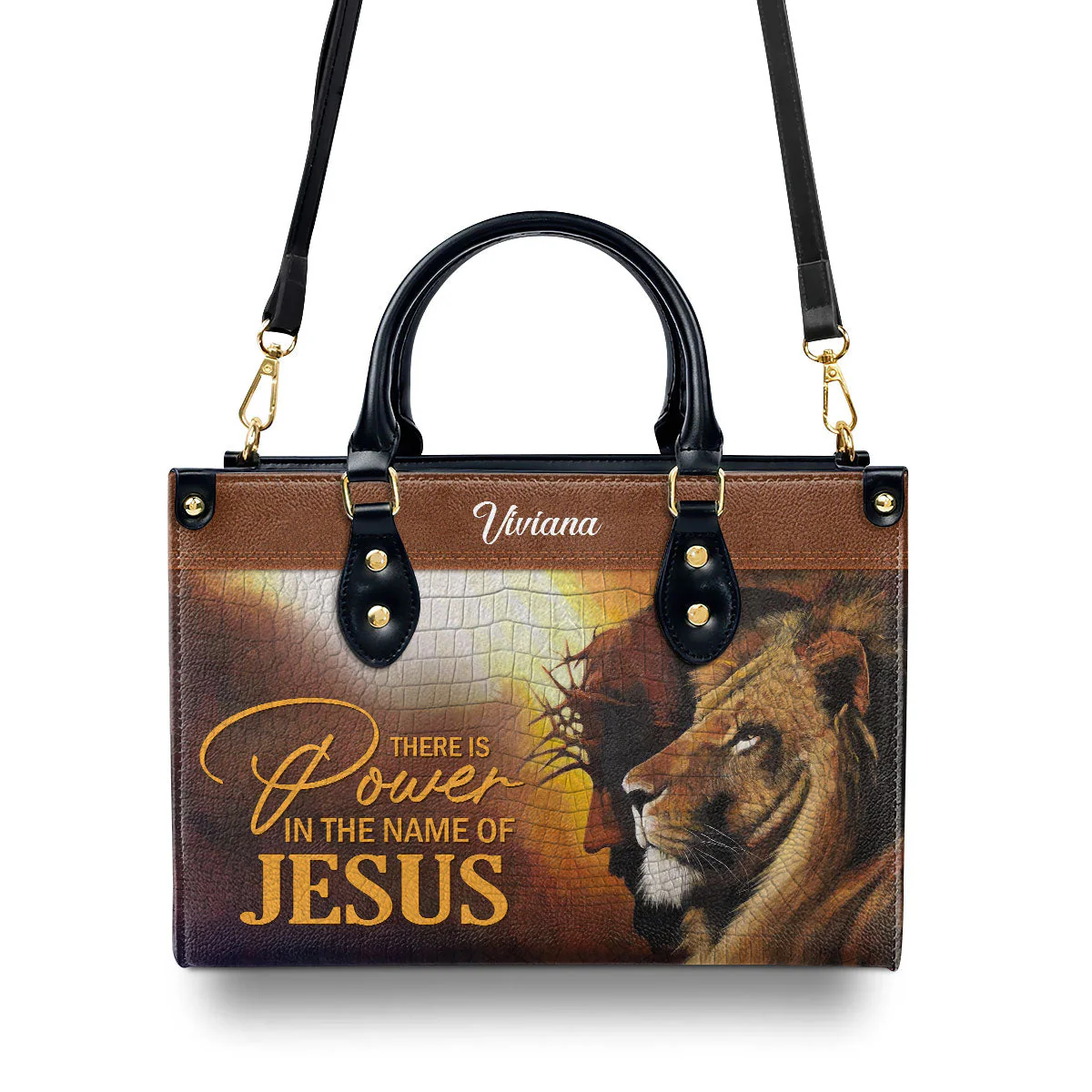 Unique Personalized Leather Handbag - There Is Power In The Name Of Jesus - Image 4
