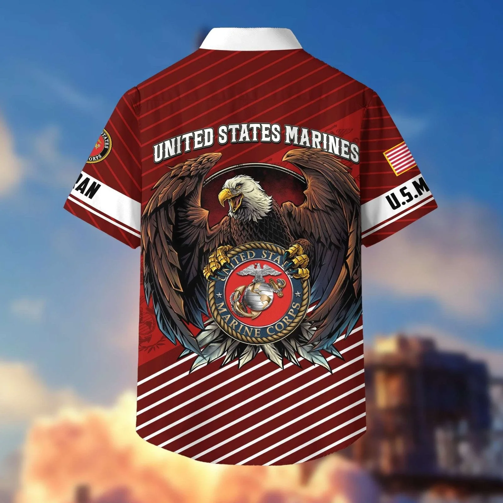 United States Marines Eagle Globe Anchor - Hawaiian Shirt - Patriotic Gift For Veterans | HN02 - Image 2