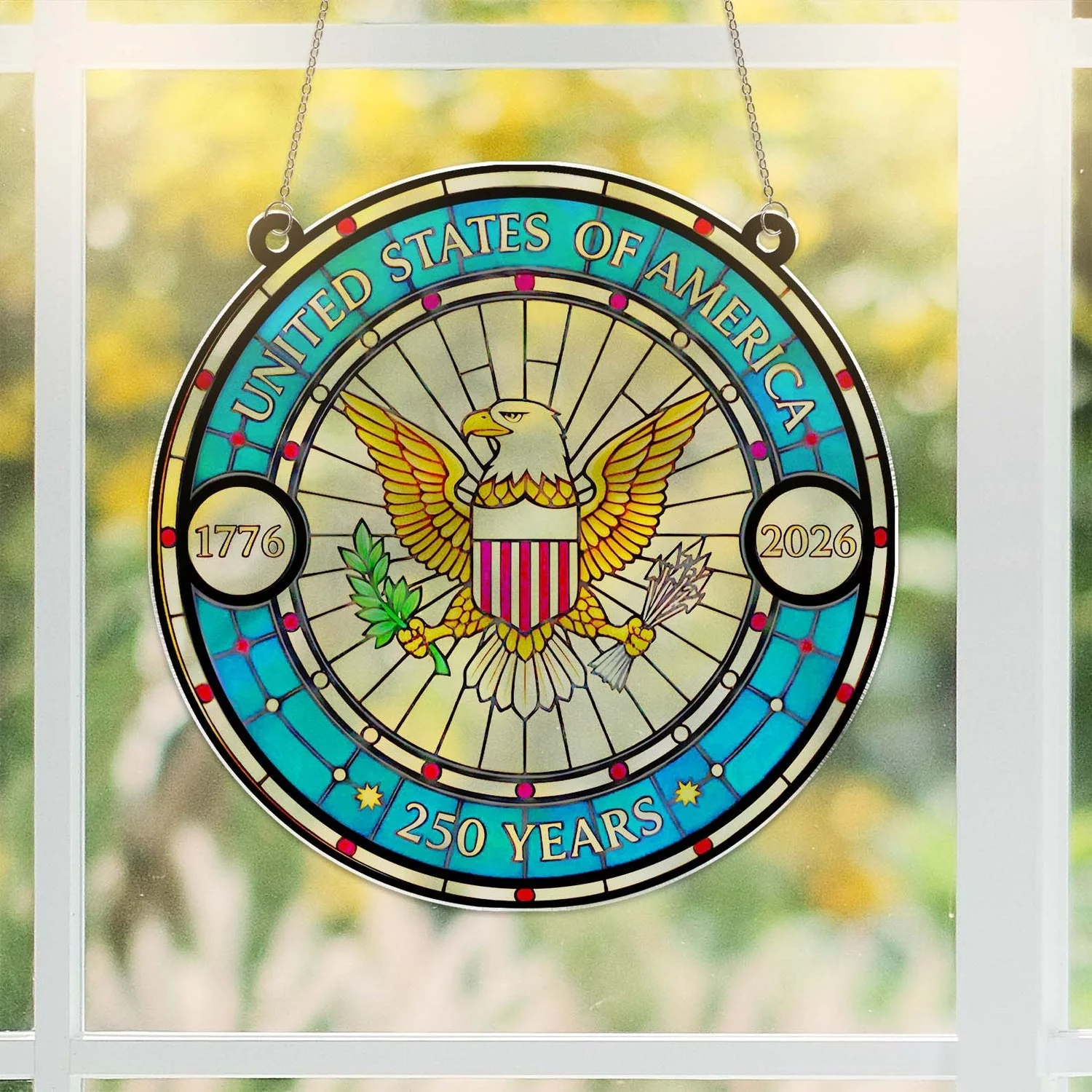 United States Of America 250 Yeas - Window Hanging Suncatcher - Patriotic Gift For Family HN02