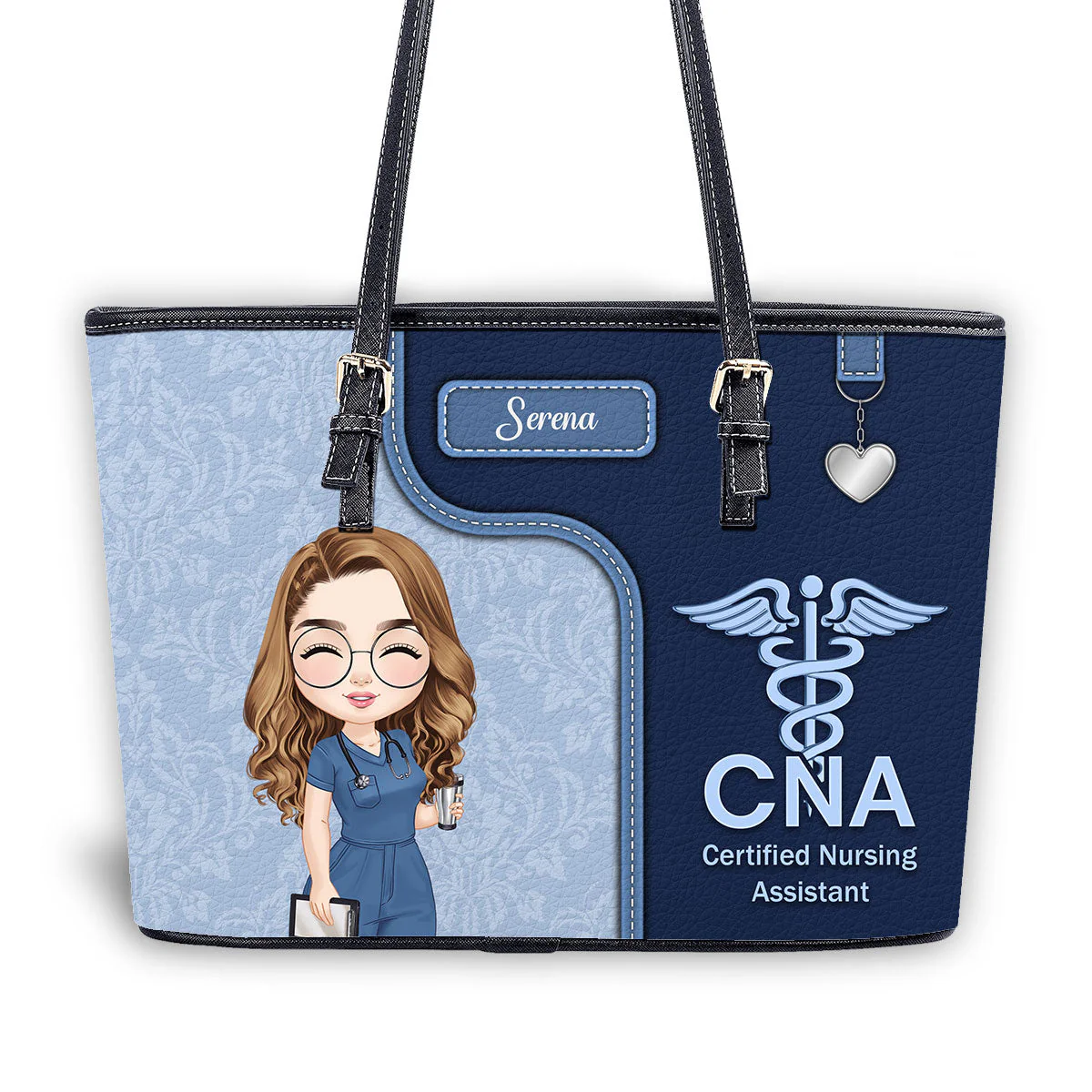 Nurse With Healthcare Icon - Personalized Leather Tote Bag - Gift For Nurse | NR4 HH01