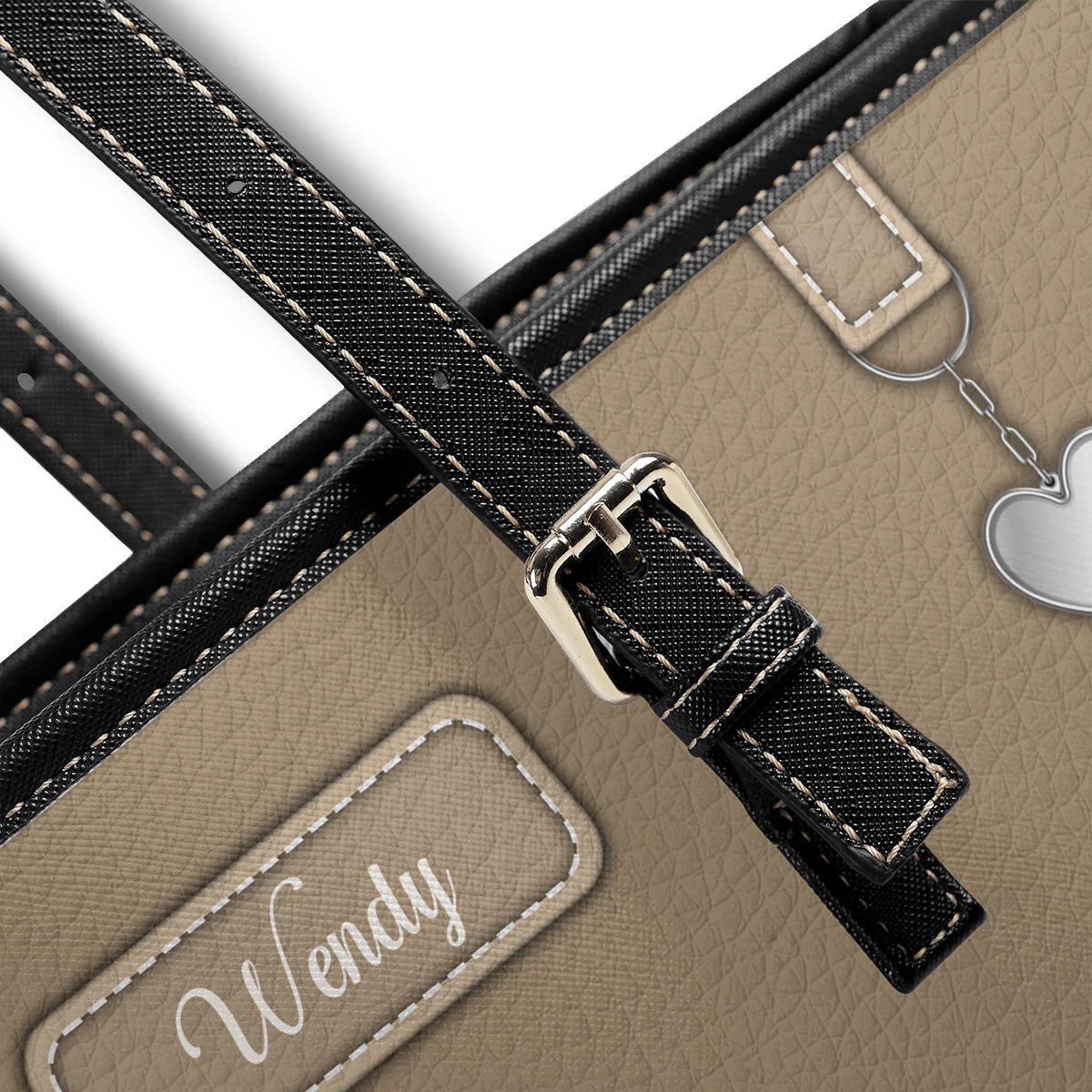 Nurse With Healthcare Icon - Personalized Leather Tote Bag - Gift For Nurse | NR4 HH01 - Image 4