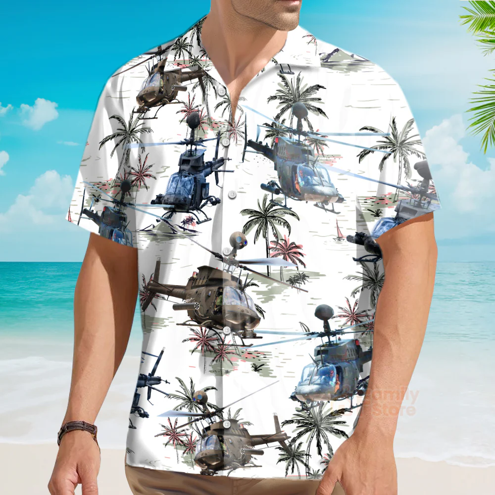 US Army Bell OH-58 Kiowa Hawaiian Shirt - Image 4