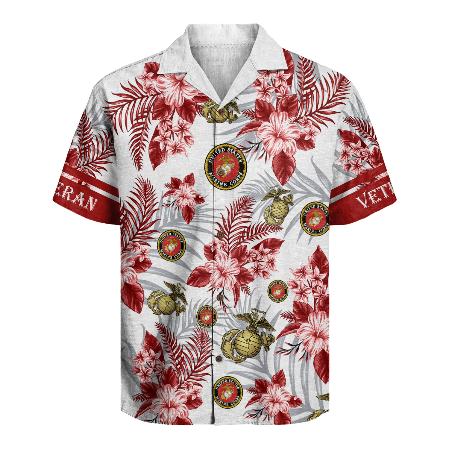 U.S. Marine Veteran Floral Tropical - Hawaiian Shirt - Patriotic Gift For Veterans | HN02 - Image 2