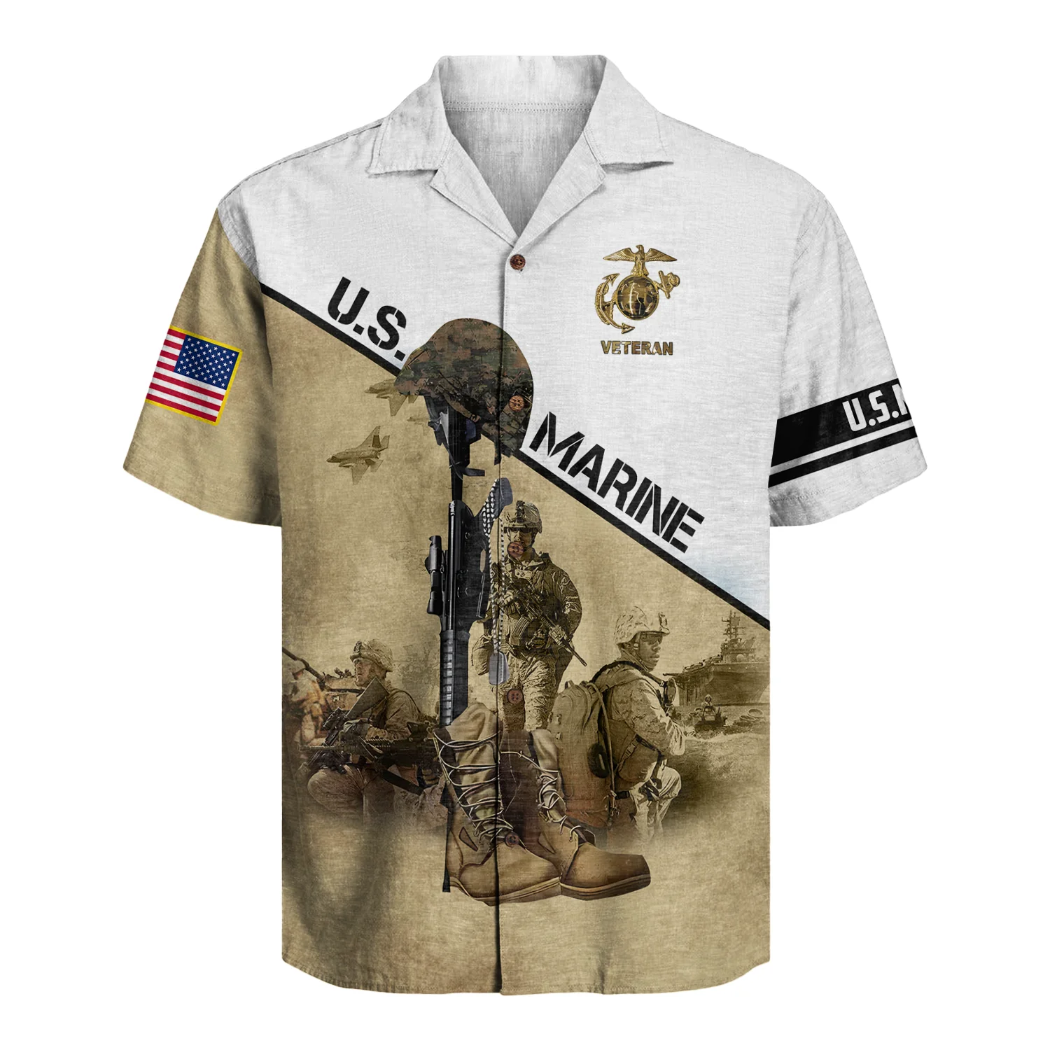 U.S. Marines Battlefield Honor Veteran - Hawaiian Shirt - Patriotic Gift For Veterans | HN02
