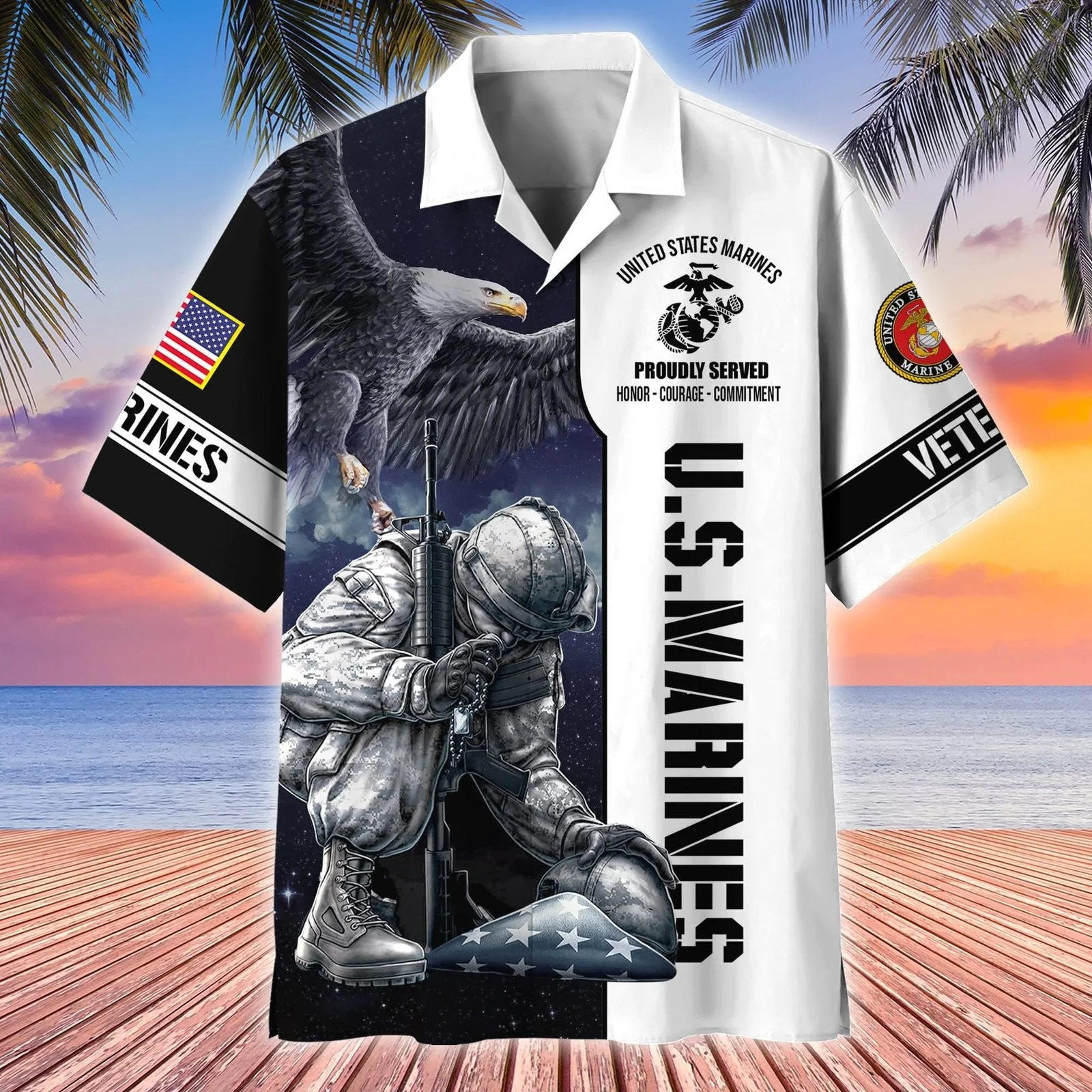 U.S. Marines Eagle Military - Hawaiian Shirt - Patriotic Gift For Veterans | HN02