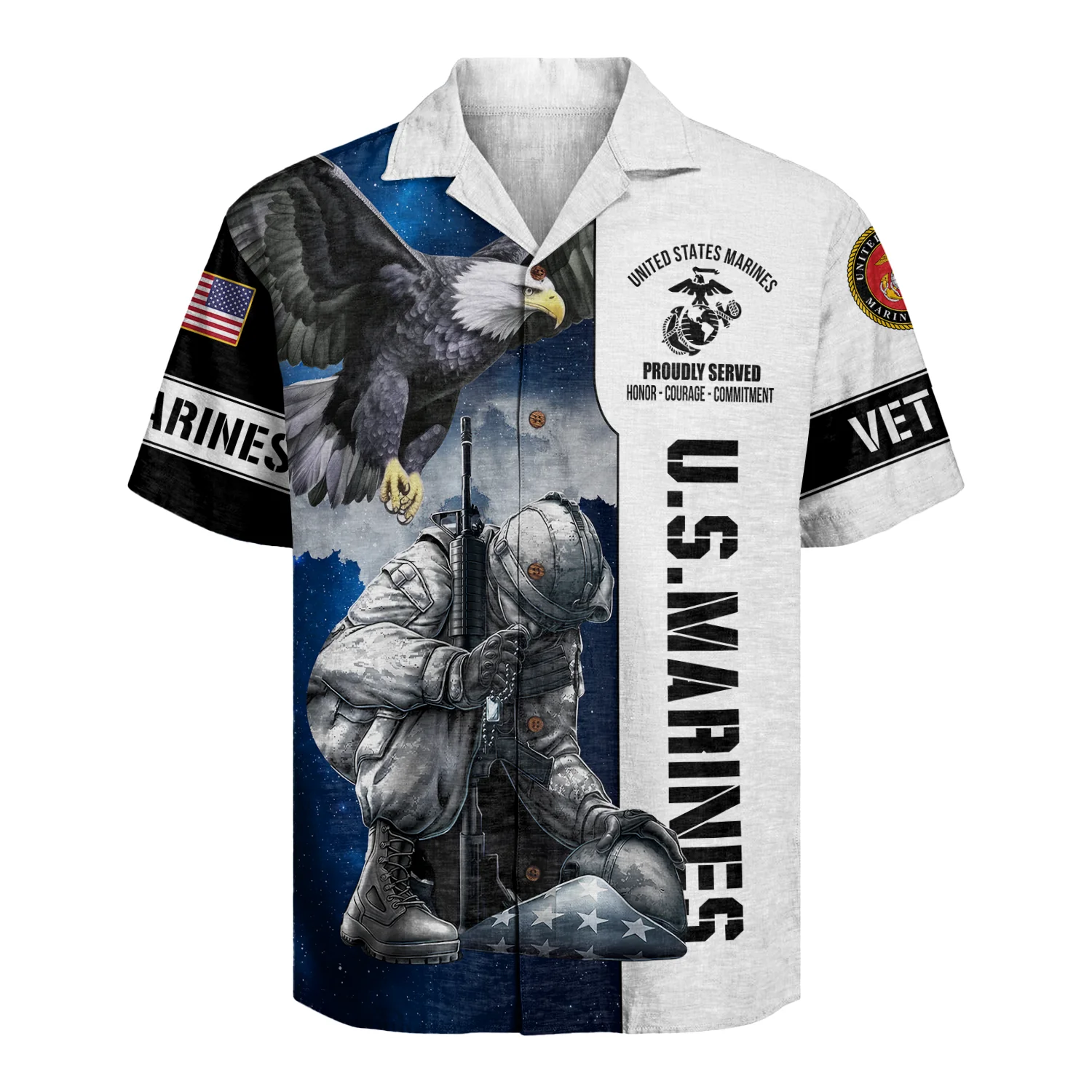 U.S. Marines Eagle Military - Hawaiian Shirt - Patriotic Gift For Veterans | HN02 - Image 2