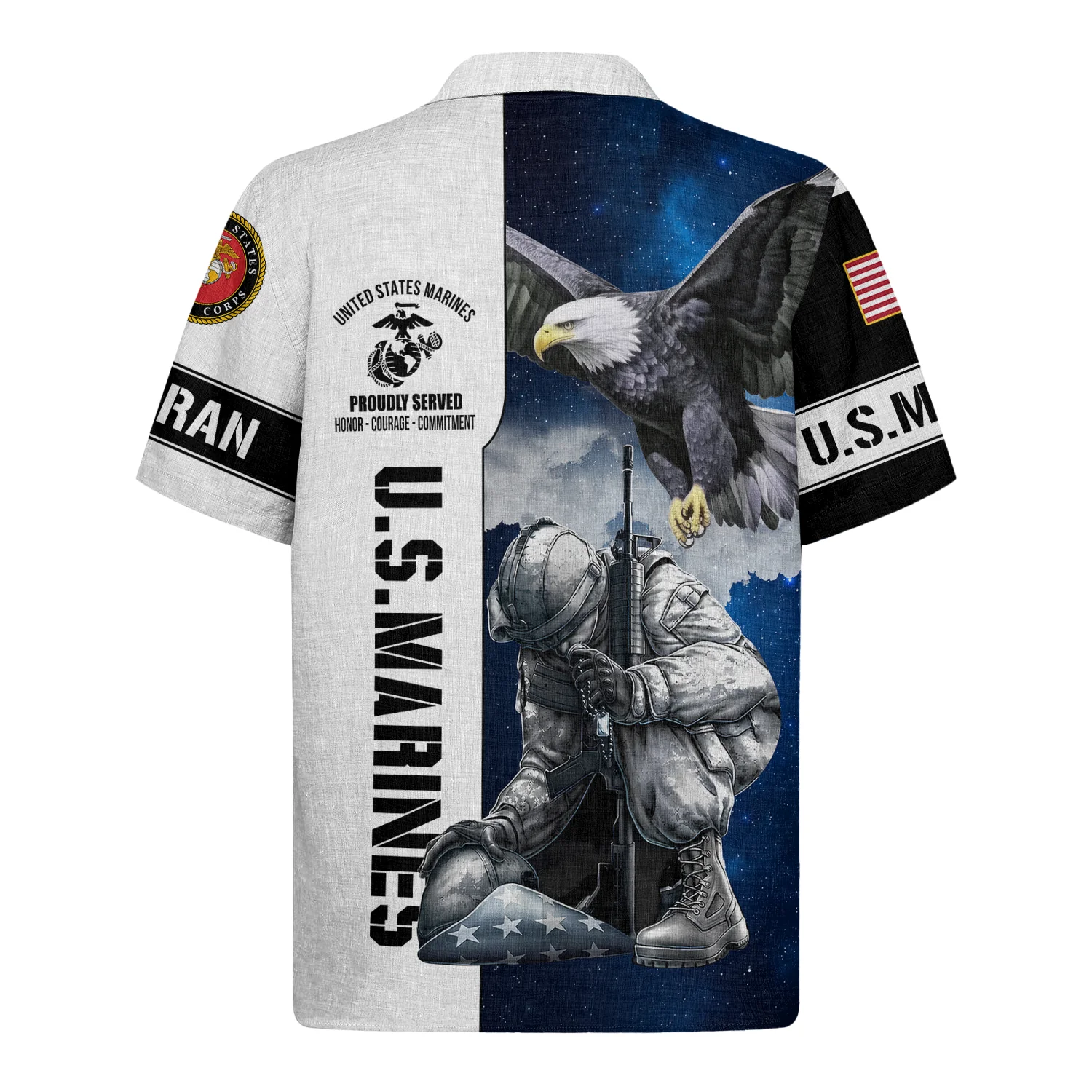 U.S. Marines Eagle Military - Hawaiian Shirt - Patriotic Gift For Veterans | HN02 - Image 3