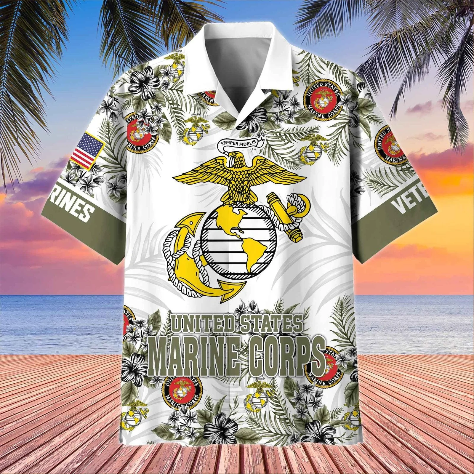 Us Marines Veteran - Hawaiian Shirt - Patriotic Gift For Veterans | HN02 - Image 3