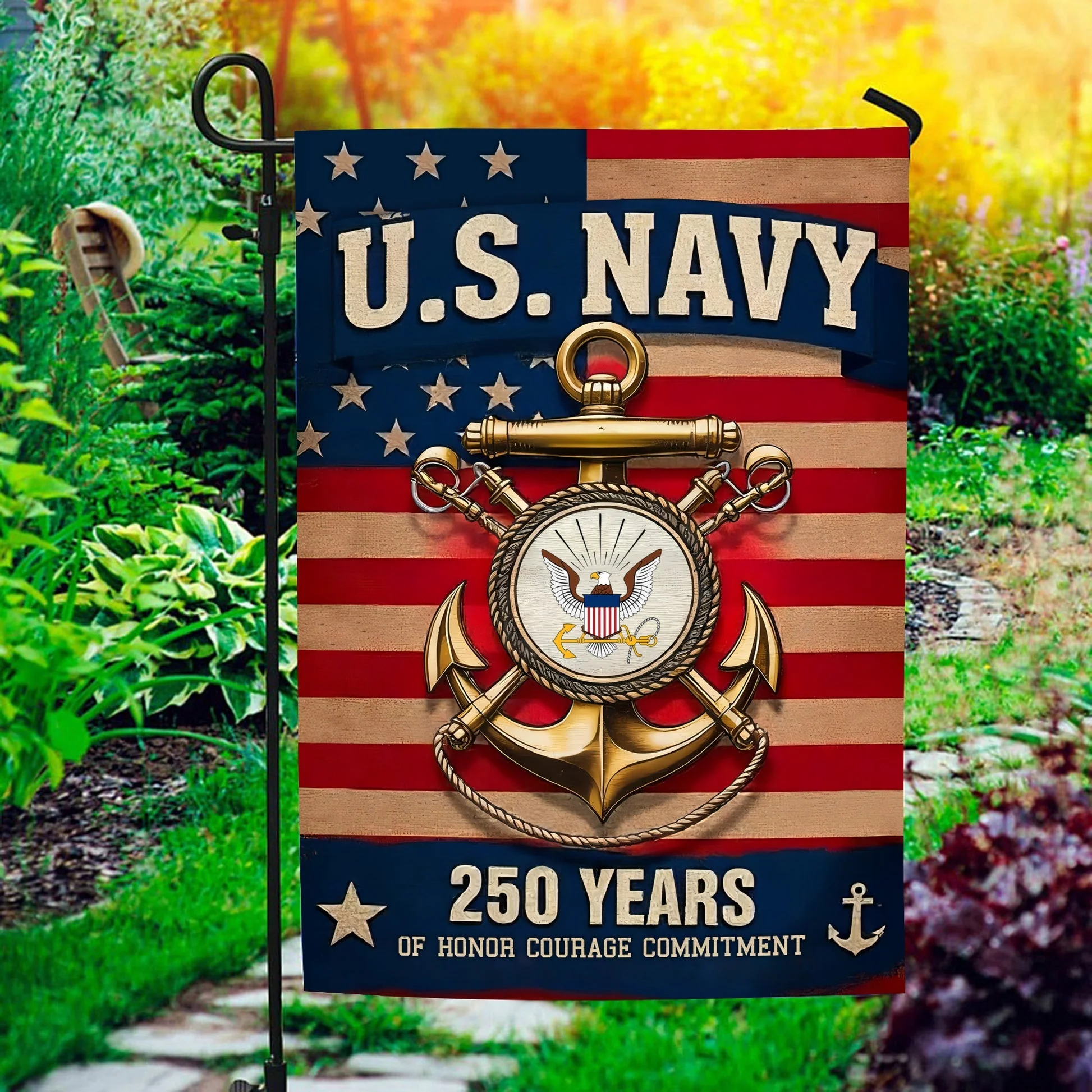 US Navy 250 Years of Honor Courage Commitment Flag - Gift For Veteran, Patriotic | HN02 - Image 6