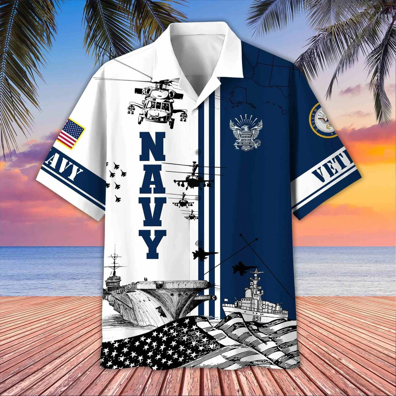 U.S. Navy Military - Hawaiian Shirt - Patriotic Gift For Veterans | HN02 - Image 3