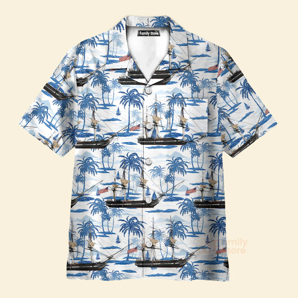 Us Navy Uss Constitution 4Th Of July Hawaiian Shirt - Image 2