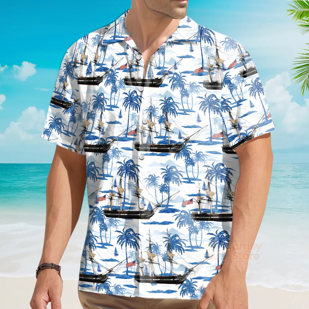 Us Navy Uss Constitution 4Th Of July Hawaiian Shirt - Image 4