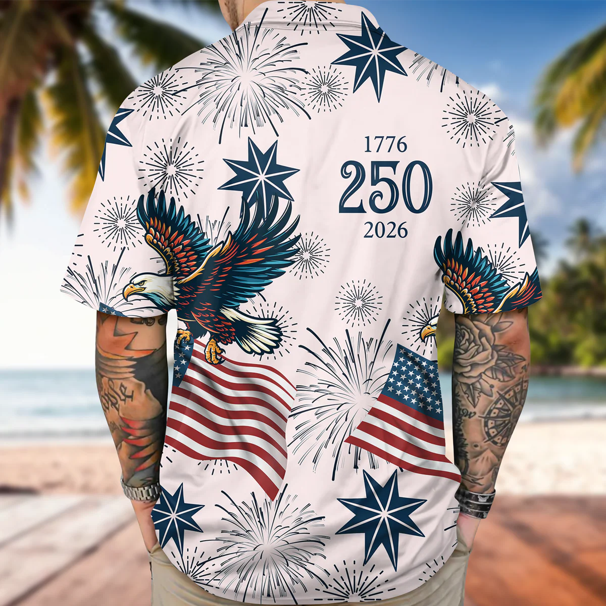 USA 250 Anniversary Eagle - Personalized Hawaiian Shirt - Gift for Dad, Husband, Grandpa HN02 - Image 4