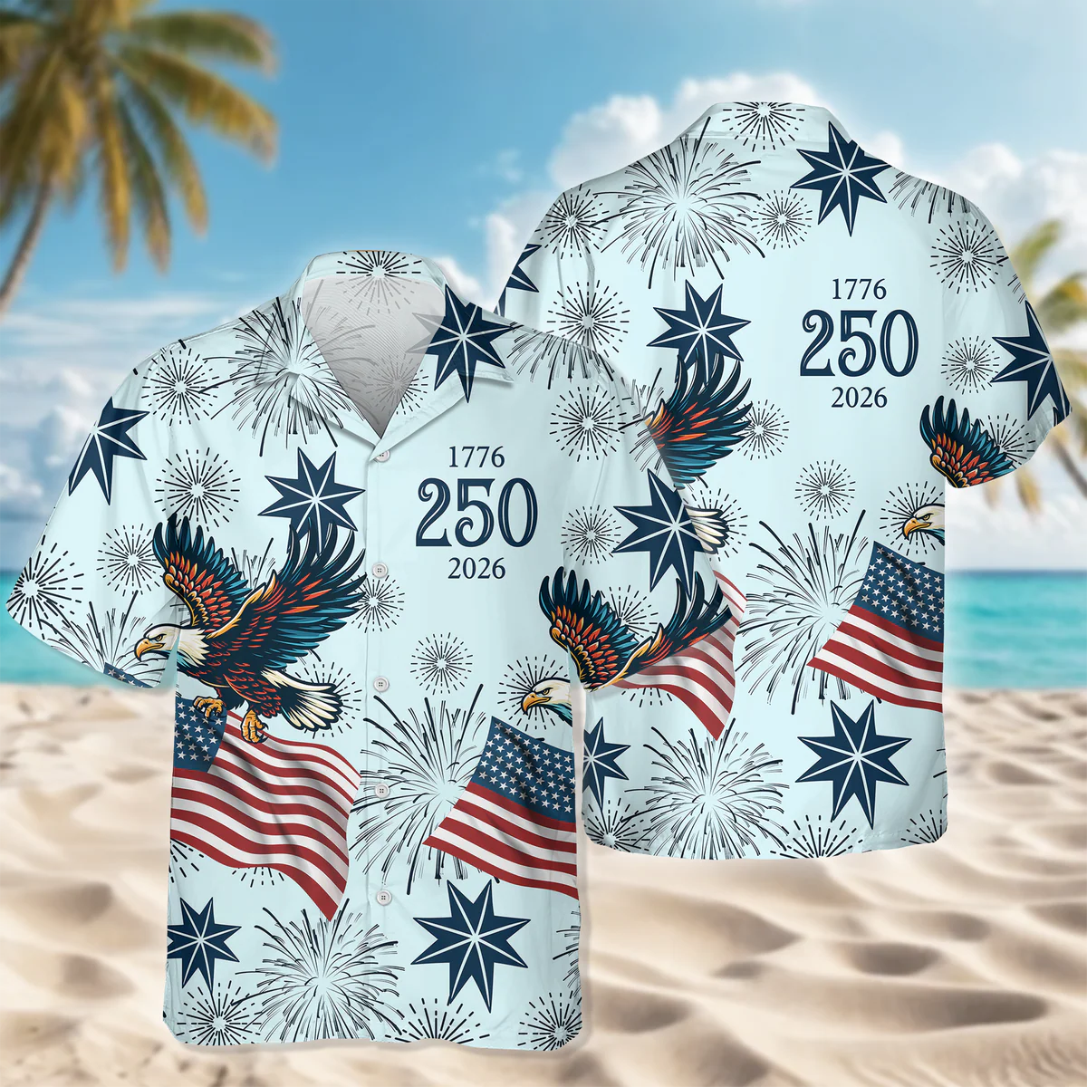 USA 250 Anniversary Eagle - Personalized Hawaiian Shirt - Gift for Dad, Husband, Grandpa HN02 - Image 5