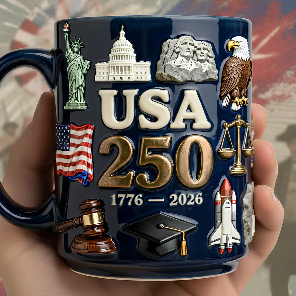 USA 250th Anniversary - Personalized White Edge-To-Edge Mug - Anniversary Gift For Patriots NL122 - Image 4