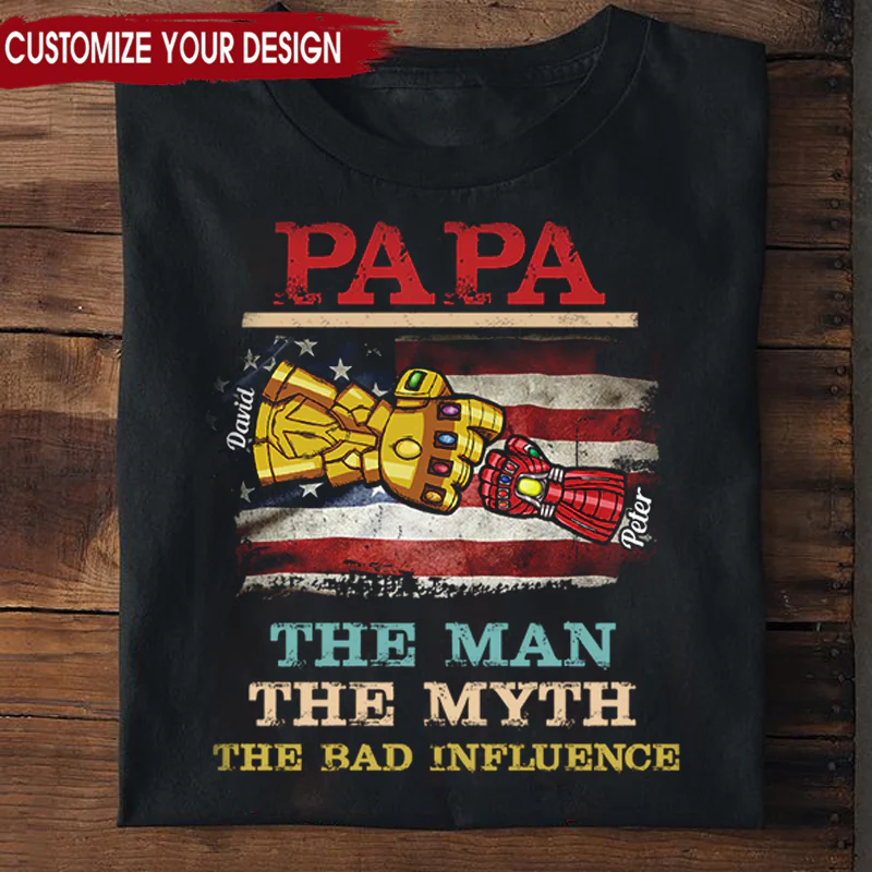 USA The Man The Myth The Bad Influence - Gift For Dad, Grandfather - Personalized Shirt - Image 2