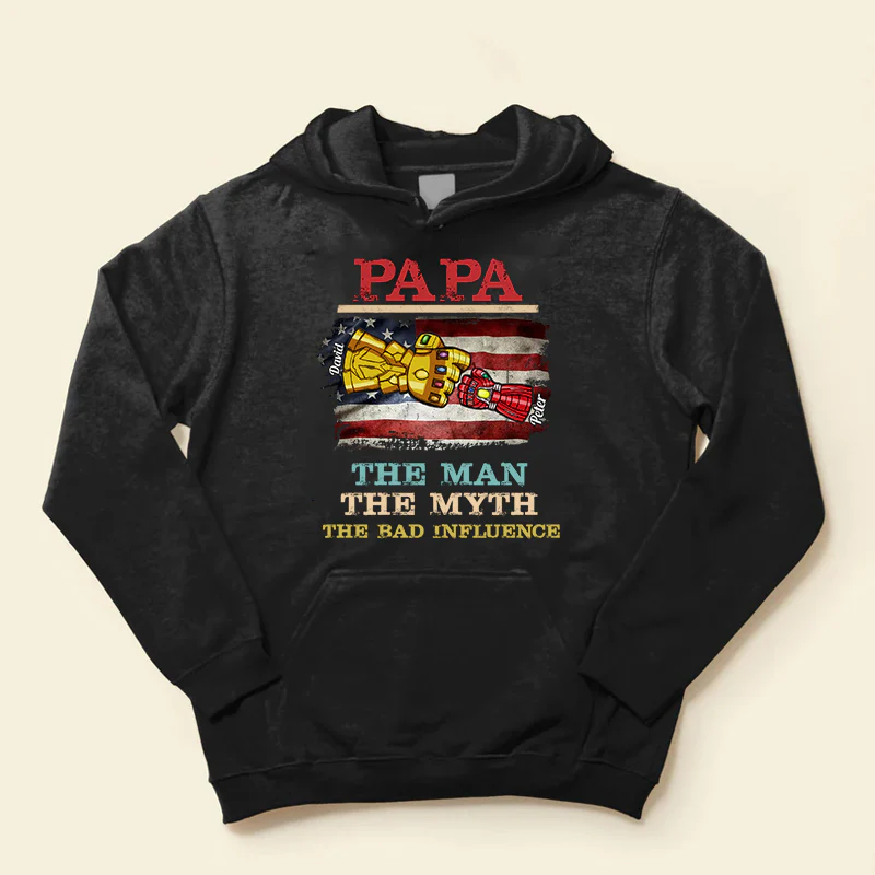 USA The Man The Myth The Bad Influence - Gift For Dad, Grandfather - Personalized Shirt - Image 3